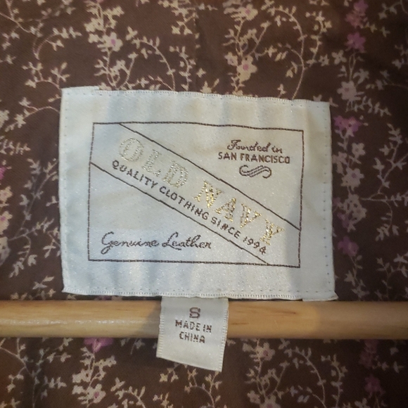 Vintage Old Navy Brown Genuine Leather Jacket Lined Size Small - Picture 3 of 5